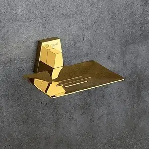 Brass Rectangle Shape Single Soap Dish (Gold Finish)